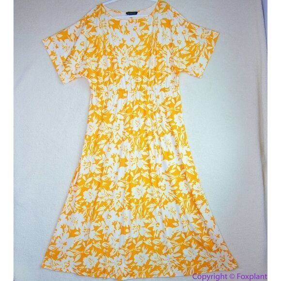NEW Eloquii yellow floral Dolman Sleeve Maxi Dress with Slit,20 - Picture 3 of 16